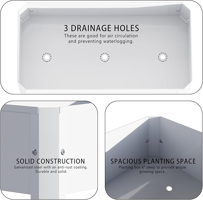 Raised Garden Bed with Detachable Tall Legs Elevated Metal Planter Box for Growing Fresh Herbs Vegetables Flowers Succulents&Other Plants for Outdoor Backyard Patio Deck Balcony White