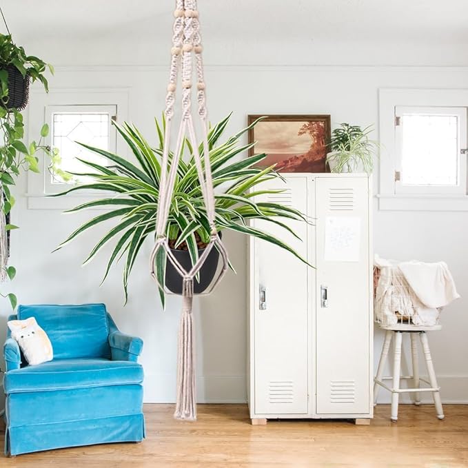 Fake Hanging Plant, Faux Spider Plant in Pot Artificial Grass Plants 12 Inch Faux Chlorophytum Comosum Potted Plants for Home Office Table Shelf Desk Kitchen Bathroom Bedroom Decor