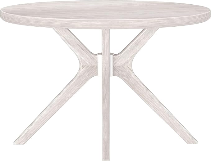 Plank+Beam Verso Round Dining Table, 47 Inch Solid Wood Kitchen & Dining Room Table, Minimalist Table for Dining Room, Kitchen Dinner Table, Coastal White