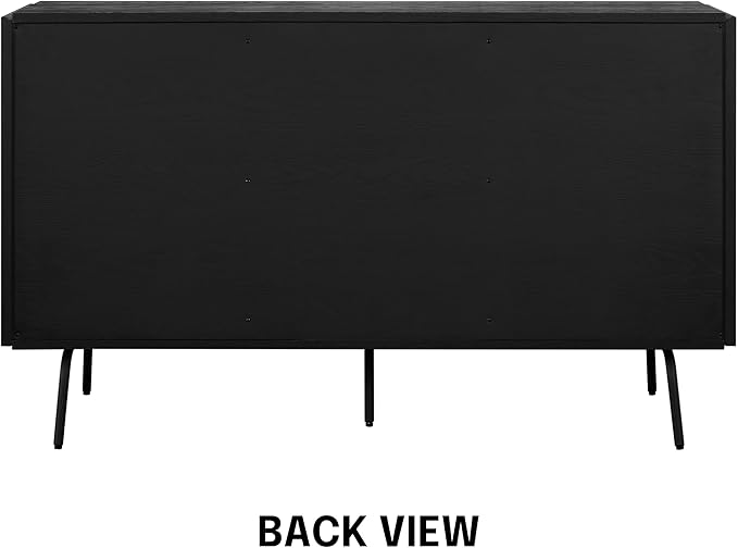 NTC Veil Sideboard with 2 Doors and 3 Drawers, Buffet Cabinet with Vertical Groove Design and Metal Legs, Storage Cabinet for Living Room, and Entryway, Effortless Assembly - Burnt Black