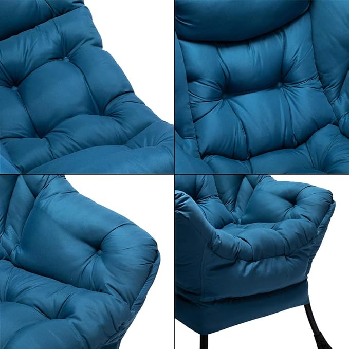 HollyHOME Modern Fabric Large Lazy Accent Chair, Oversized Comfy Reading Lounge Chair, Thick Padded Cozy With Armrest, Steel Frame Leisure Sofa for Living Room, Bedroom, Dorm, Navy Blue