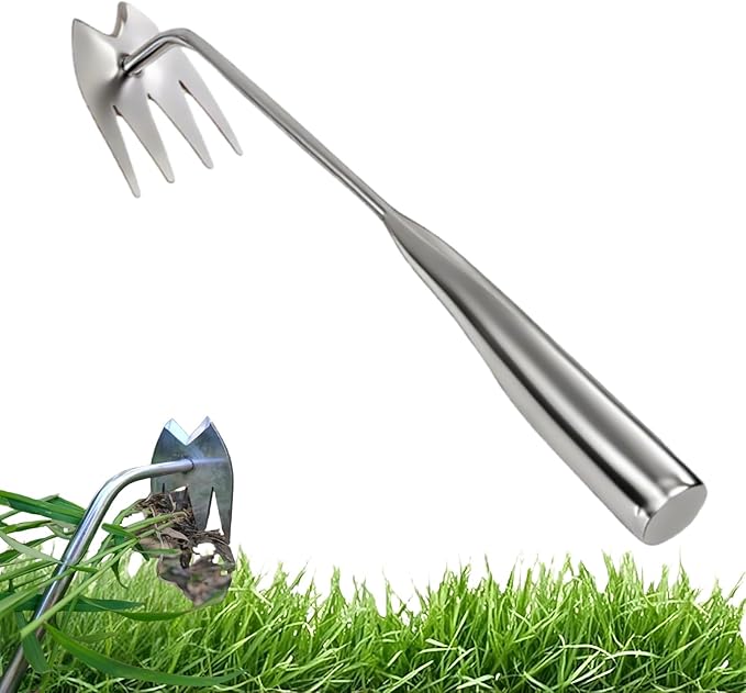 Weed Puller Tool,Portable Garden Weeder Tool,2025 New Gardening Weeding Tools, Hand Weeder Tool with Handle, 4 - Tooth Manganese Steel for Gardening Backyard Farm