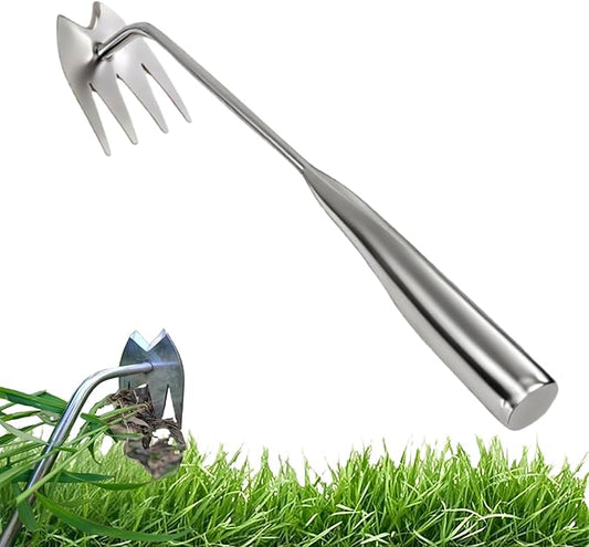 Weed Puller Tool,Portable Garden Weeder Tool,2025 New Gardening Weeding Tools, Hand Weeder Tool with Handle, 4 - Tooth Manganese Steel for Gardening Backyard Farm