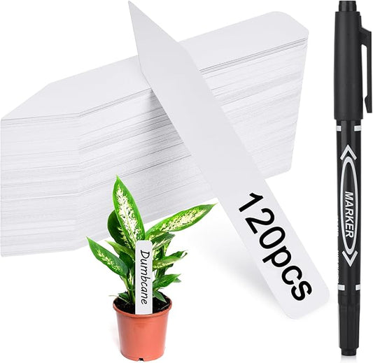 Plant Labels 120PCS, Darfukei Outdoor Waterproof Garden Markers, Plastic Nursery Seed Plant Tags with Bonus a Permanent Marking Pen, Gardening Gifts for Women Men…