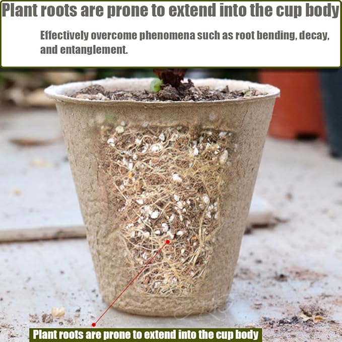 130 Pcs 3.15 Inch Organic Peat Pots with Drainage Holes - Biodegradable Seed Starter Pots for Seedlings, Plants & Garden Germination - Includes 130 Planting Labels