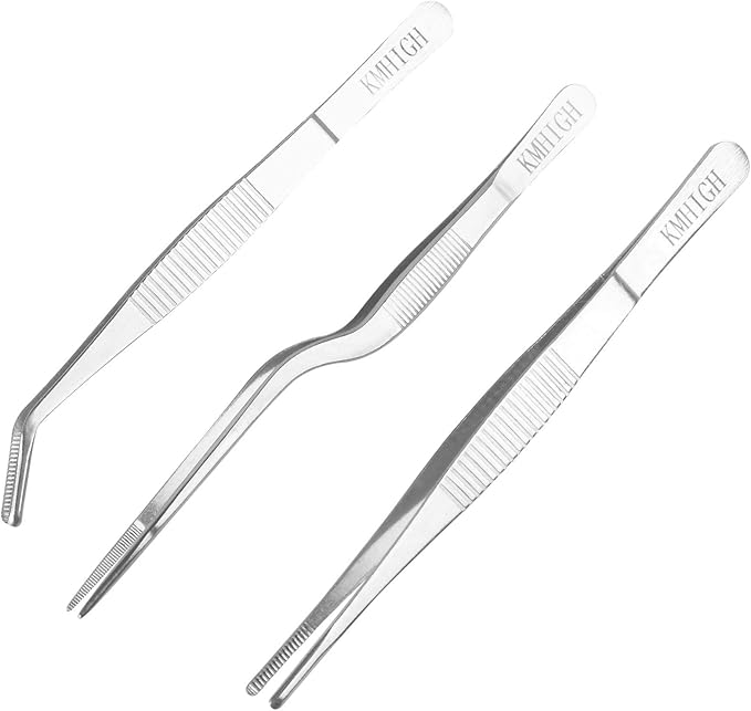 Stainless Steel Tweezers Set, For Small Gardening and Kitchen, Multi-Purpose Tools. (3Pcs, 6.15Inches / 6.3Inches / 6.5Inches)