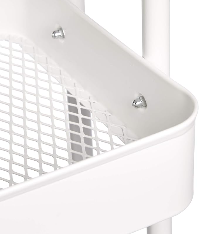 Amazon Basics 2-Tier Metal Kitchen/Utility Cart with Shelf, White