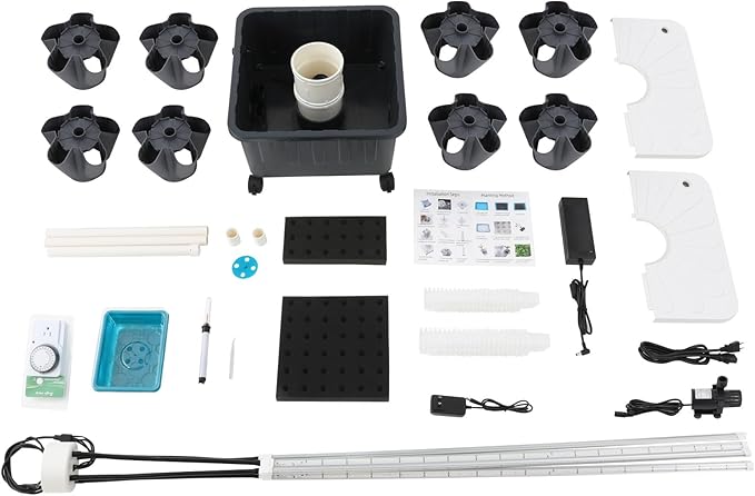 Hydroponic Growing Tower with Grow Lights, 40 Holes Vertical Planter Tower Hydroponics Growing System Kit with Wheels, for Fruits, Vegetables, Herbs and Miniature Greens (Gray)