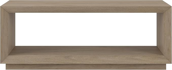 Henn&Hart 48" Rectangular Coffee Table with Open Storage Shelf for Living Room, Family Room, or Office, Antiqued Gray Oak