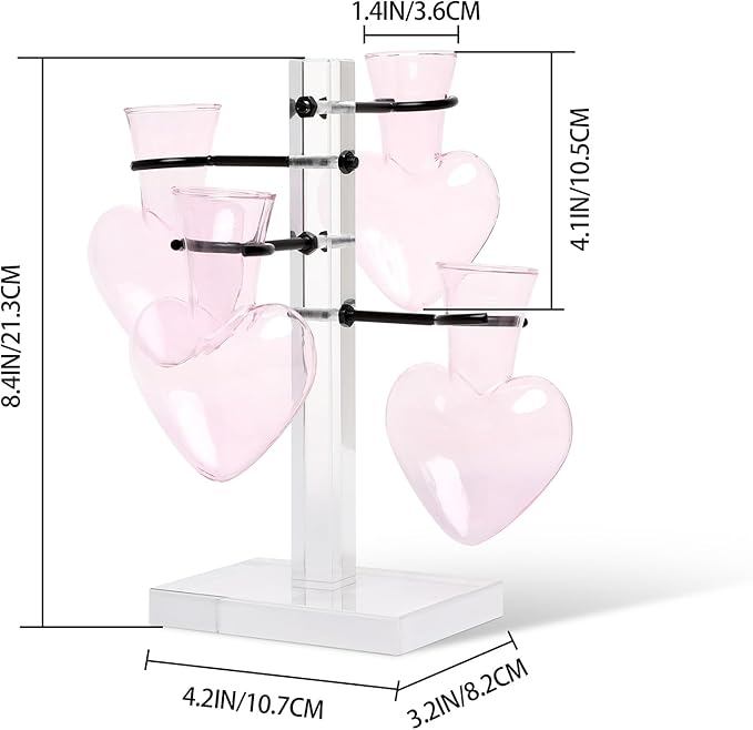Plants Propagation Stations Plant Terrarium Kit Gift for Women Birthday Glass Planters for Indoor Plants Home Office Decor Acrylic Plant Accessories - 4 Love Hear Vase