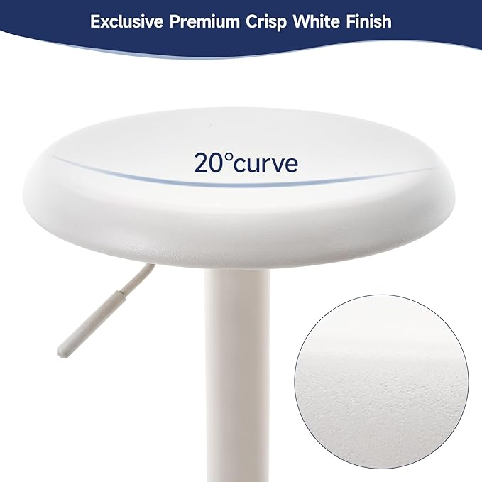 Brage Living Bar Stools Set of 2, Adjustable Height Swivel Bar Stools, Metal Airlift Barstools, Backless Counter Height Bar Chairs for Kitchen Dining Room Pub Cafe (White)