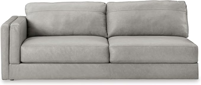 Signature Design by Ashley Amiata Modern L-Shaped Leather Match 2-Piece Sectional with Chaise, Light Gray