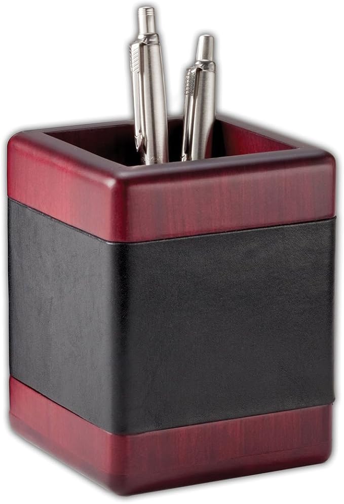 Dacasso Rosewood and Leather Desk Set, 8-Piece