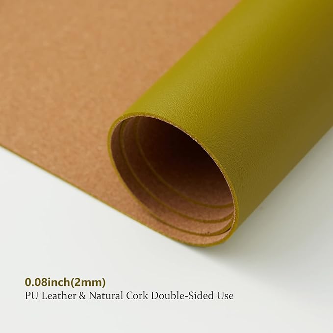 Cork Desk Mat - Small Dual-Sided Desk Pad for Office and Home - Desk Organization and Accessories - Ideal for Large Mouse Pad and Small Desk Mats on Top of Desks(Olive Green,23.6"x 13.8")