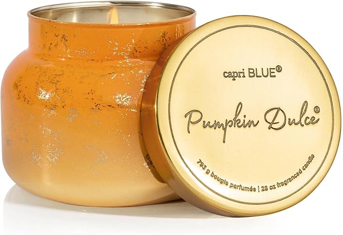 Capri Blue Glimmer Jar Candles - Luxury Holiday Scented Candles for Home - Long Lasting Soy Wax Blend - Scented Holiday & Home Decor - Pumpkin Dulce Oversized Signature Jar (28 oz)