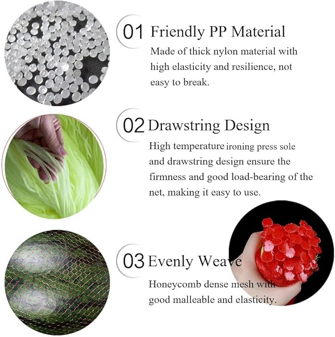 50 Pack Watermelon Net, Reusable Produce Mesh Bags Cradles for Hanging Watermelon, Honeydew Melon, Vegetables, Cucumbers