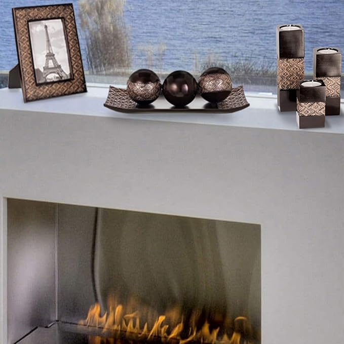 Creative Scents Dublin Brown Set of 3 Tealight Candle Holders Table Decor Gift Set - Centerpieces for Living/Dining Room Table, Coffee Table Decor for Fireplace/Entrance or Bathroom