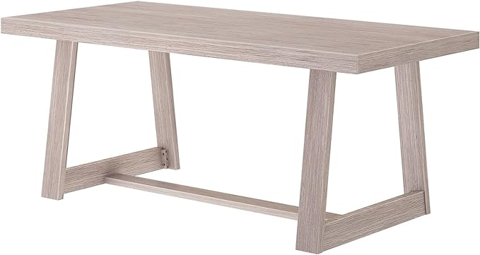 Plank+Beam 72 Inch Farmhouse Dining Table, Solid Wood Rustic Kitchen Table, Large Wooden Rectangular Dinner Table for Dining Room, Home Office, Living Room Furniture, Easy Assembly, Seashell Wirebrush