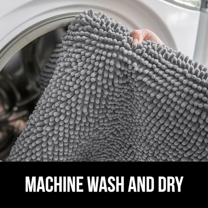 GORILLA GRIP Bath Rug Mat, Thick Soft Absorbent Chenille, Quick Dry Microfiber Mats, Rubber Backing Washable Shower Floor Rugs, Bathmat Runner, US Designed Bathroom Home Decor Accessories 30x18, Gray