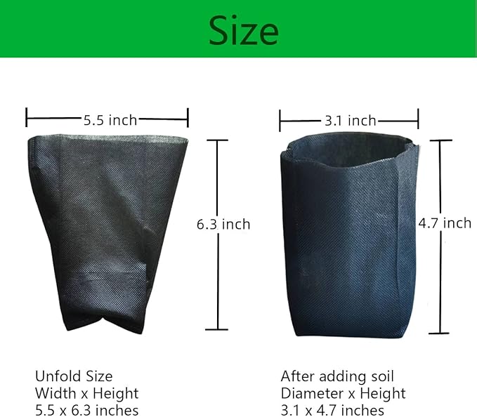 gardtree Plant Nursery Bags 5.5" * 6.3" 400PCS, Non-Woven Plant Grow Bags Fabric Seedling Starter Bags for Vegetable Flower Fruit Saplings Tree, Home Garden Supply