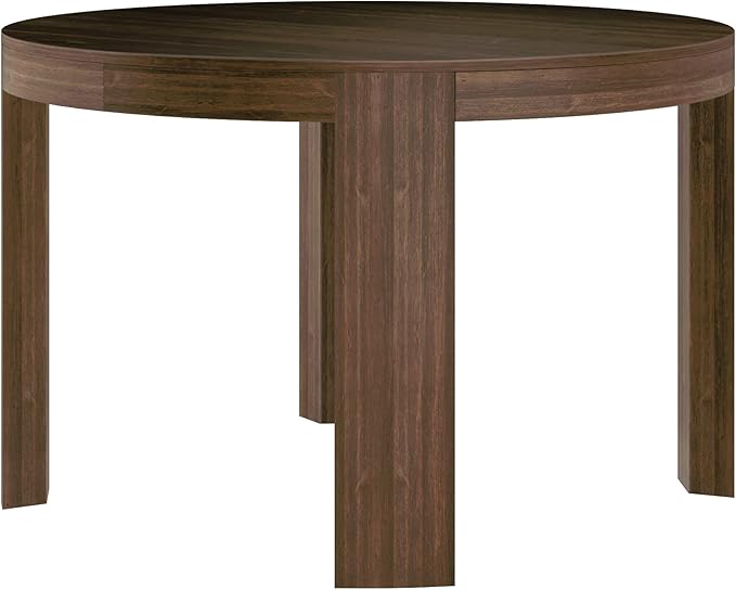 Plank+Beam Contour Round Dining Table, 47 Inch Kitchen Table, Solid Wood Dinner Table, Kitchen Dinette Table, Walnut