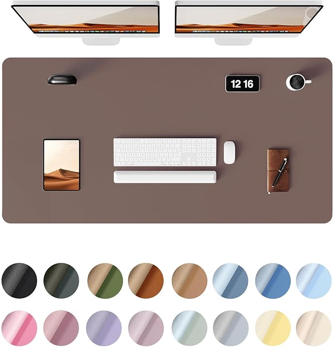 YSAGi Leather Desk Protector, Office Mat, Large Mouse Mat, Non-Slip PU Leather Blotter, Laptop Desk, Waterproof Writing Pad for Office and Home (Chocolate, 47.2" x 23.6")