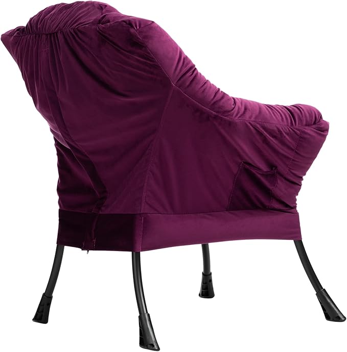 HollyHOME Fabric Large Lazy Chair, Accent Reading Chair, Cozy Lounge Chair with Armrest, Leisure Sofa Chair for Living Room, Bedroom, Dorm, Purple