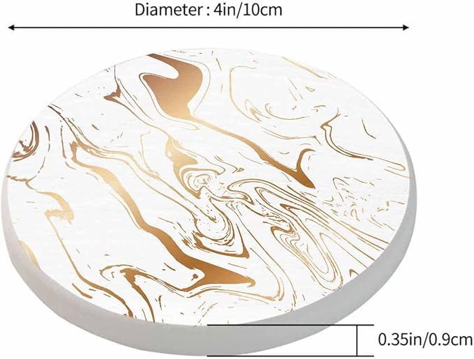 Liquid Marble Texture Coasters for Drinks 2 Pack Water Wave Curve Modern Doodle White Gold Oil Stain Line Tabletop Protection Kitchen and Coffee Table Décor & Accessories,Set of 2