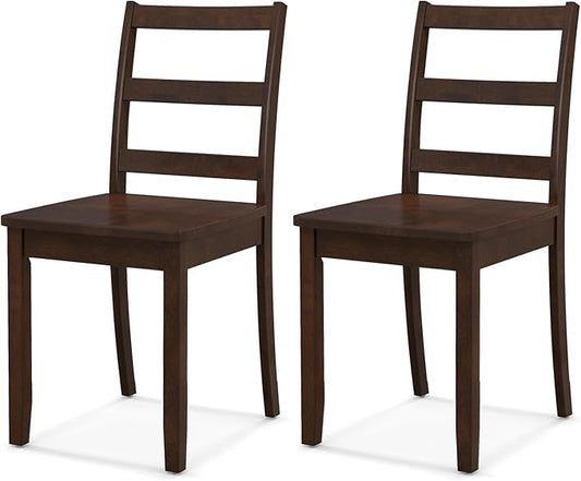 NAFORT Wooden Dining Chairs Set of 2, Ladder High Back Kitchen Side Chair with Solid Rubber Wood Legs, Farmhouse Dining Room Chairs for Dining in Kitchen, Living Room, Home Working and Restaurant