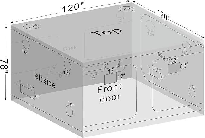 Grow Tent 120"x120"x78" Grow Tents Plant Tent 600D Mylar Reflective Grow Tent for Hydroponics Indoor Growing with Observation Window and Waterproof Floor Tray 10x10