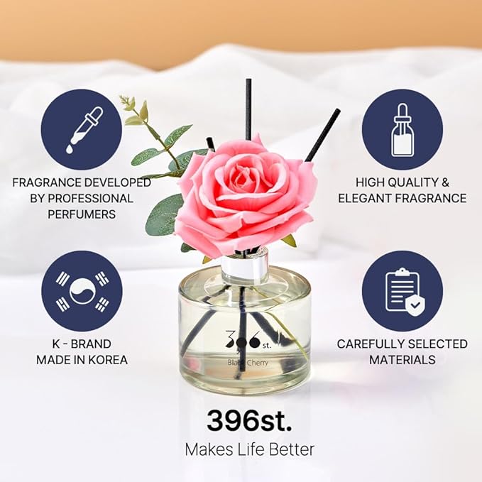 396 st. Rose Flower Reed Diffuser, Baby Powder, 200ml(6.7oz) / Reed Diffuser Sets, Home Fragrance, Scented Oils, Home & Bathroom Décor