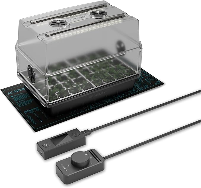 AC Infinity Heavy-Duty Humidity Dome 5x8 Germination Kit with Waterproof Seedling Mat, Full Spectrum LED Grow Light Bars, Samsung LM301H EVO Diodes, Vented Extension Panels, for Seed Starting