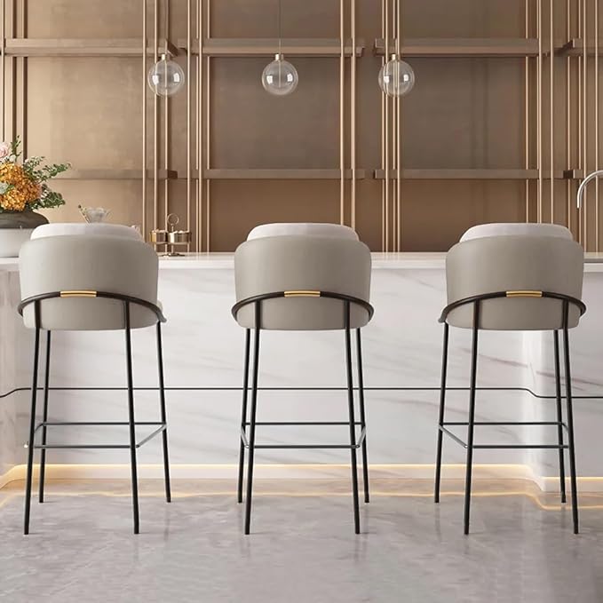 homary Barstools Modern PU Leather Bar Stools with Back and Footrest Waterproof Upholstered Breakfast Chairs for Kitchen Island or Counter (Gray,1 Chair, 41.3" H)