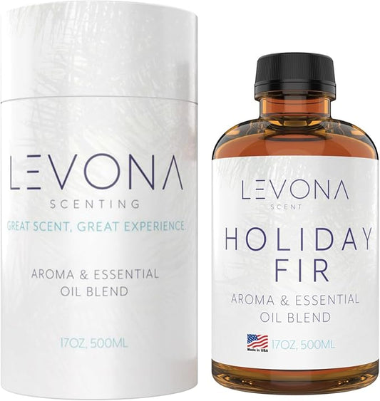 Levona Scent Essential Oil - Fresh Aroma for Home, Office, Hotel & Spa, Perfect in Humidifiers and Diffusers, Luxury Fragrance, with Sandalwood, Amber, Winter Fir Notes - 500ml/ 17 fl oz, Holiday Fir