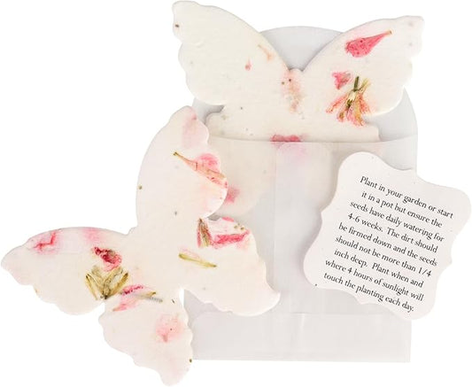 Set of 24 Pink Butterfly – Plantable Seed Paper Embedded with Wildflower Seeds for Bridal Shower, Wedding Gift, Birthday, & Other Milestone Celebrations