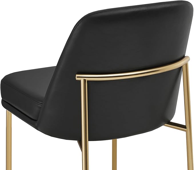 CHITA Counter Height Bar Stools Set of 2, FSC Certified Metal Barstools for Kitchen Island, 27" H Seat Height, Faux Leather, Black