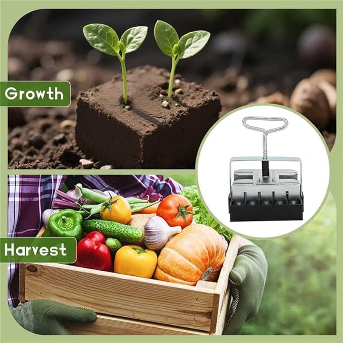 Soil Block Maker 6-Piece Set, Includes 2-Inch 4-Cell And 3/4-Inch 20-Cell Soil Block Makers, 3 Types Of Seed Pins, Growth Tweezers, Handheld Tools For Seed Starting In Greenhouse, Garden, And Farm Use