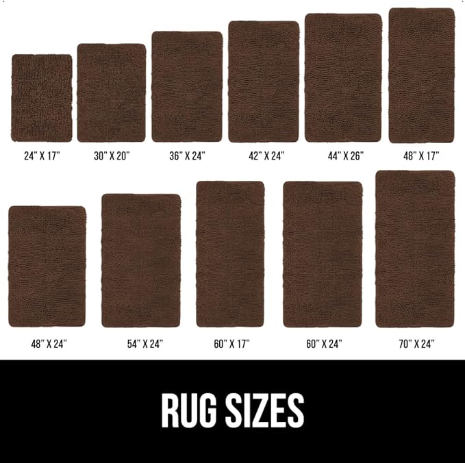 GORILLA GRIP Bath Rug Mat 30x20, Thick Soft Absorbent Chenille, Quick Dry Microfiber Mats, Rubber Backing Washable Shower Floor Rugs, Bathmat Runner, US Designed Bathroom Home Decor Accessories Brown