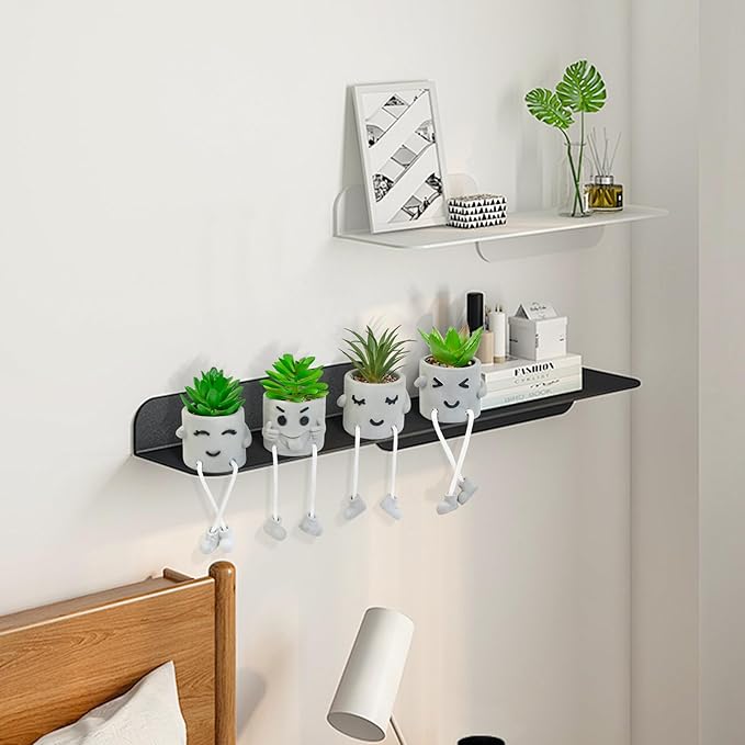 Set of 4 Small Faux Succulents in Cement Pots with Hanging Legs, Potted Mini Fake Plants for Desk, Office Cubicle, Kitchen, Bathroom, Wall Shelf Decor, Room & Bookshelf Ornament