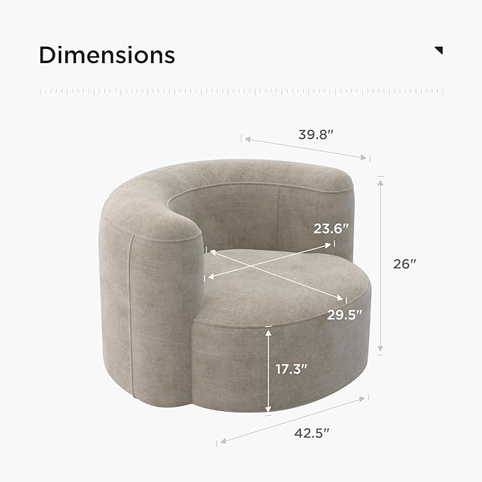 Acanva Luxury Modern Tight Curved Back Velvet Sofa, Minimalist Style Comfy Couch for Living Room Apartment Reception Space, Cream Single Chair