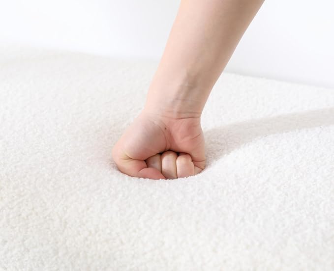 Modern White Storage Ottoman Bench - Upholstered Boucle Teddy Fabric, 50" End of Bed With Sherpa Seating for Bedroom/Entryway/Living Room/Window