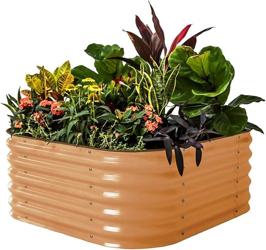 Vego garden Raised Garden Bed Kit, 17" Tall 4 in 1 Modular Metal Raised Garden Beds Kit, Metal Planter Box for Vegetables, Flowers, Herbs, Terra Cotta