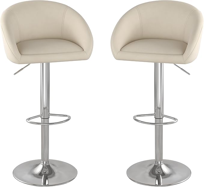 KCC Velvet Bar Stools Set of 2, Counter Height Bar Stools with Low Back, Swivel Barstool for Kitchen Island, Bar Pub (Begie)