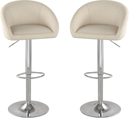 KCC Velvet Bar Stools Set of 2, Counter Height Bar Stools with Low Back, Swivel Barstool for Kitchen Island, Bar Pub (Begie)