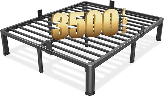 FUIOBYVV 12 Inch King Bed Frame with Round Corner Edge Legs 3500 lbs Metal Heavy Duty Steel Slats Support No Box Spring Needed Platform Noise Free Easy Assembly