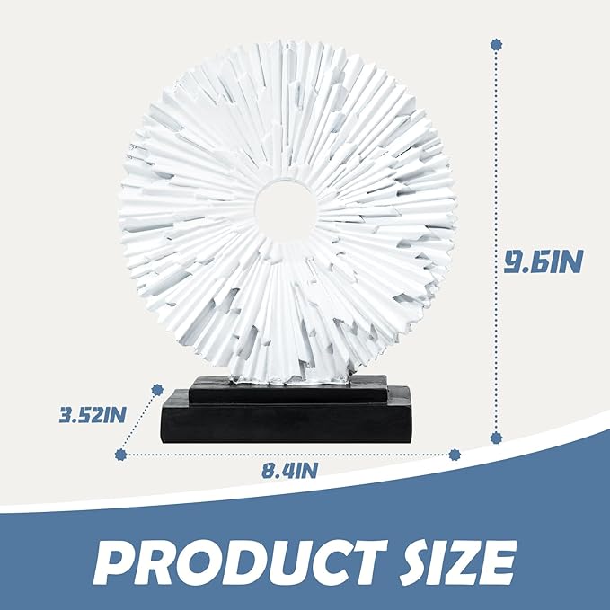 Abstract Statue for Home Decor,Office Desk Sculpture for Men,Creative Round Line Ornament for Bookshelf,Modern Decorative Sculpture,Bedroom,Livngroom,Table(White)