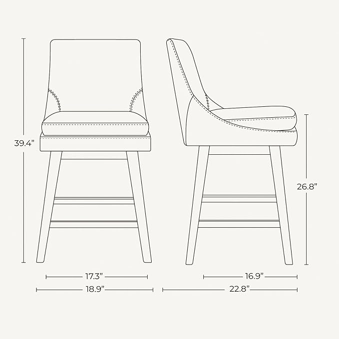 CHITA Counter Height Swivel Barstool, FSC Certified Upholstered Bar Stool, 26.8" H Seat Height, Fabric in Fog