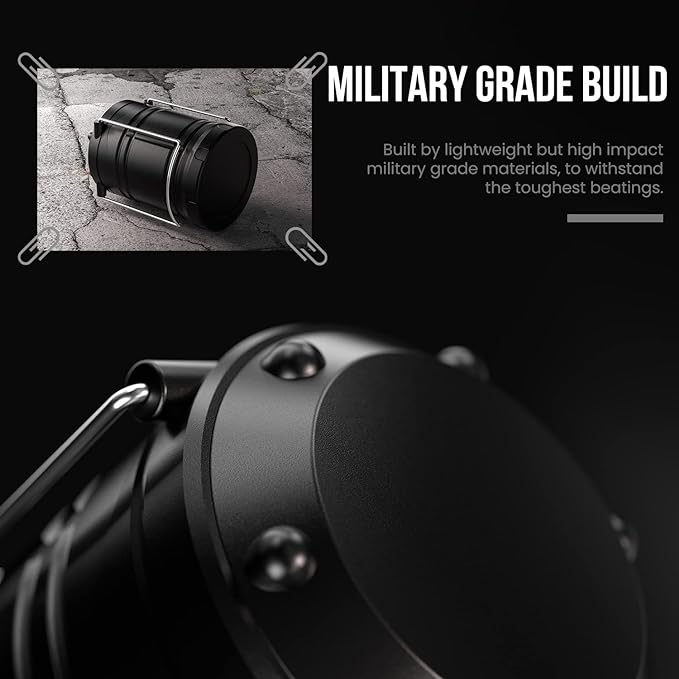 Lichamp LED Camping Lantern, 4 Pack Battery Powered Flashlight for Power Outages, Portable Collapsible Hanging Light Essential for Home, Outdoor, Emergency Lamp Survival Kit Gear for Hurricane, Black