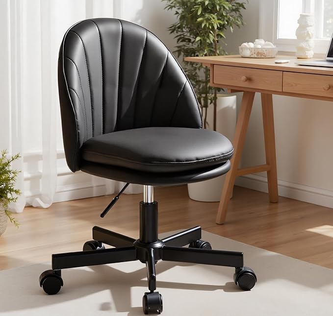 COMHOMA Vanity Chair with PU Leather, Small Tall Armless Chair with Back, Cute Candy Chair for Girls Gift Living Room/Makeup Room/Bedroom/Kitchen (Height Use: Adjustable from Desk to Bar Height)