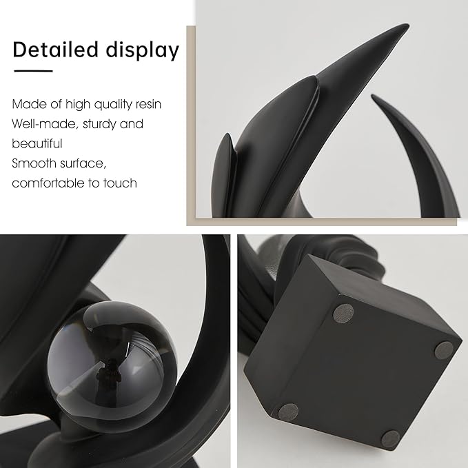 Abstract Art Sculpture, Resin Gold Decorative Statue, Modern White Ornaments for Living Room, Decorativas Modernas for Coffee Table, Entryway & Office Collectibles (Black)